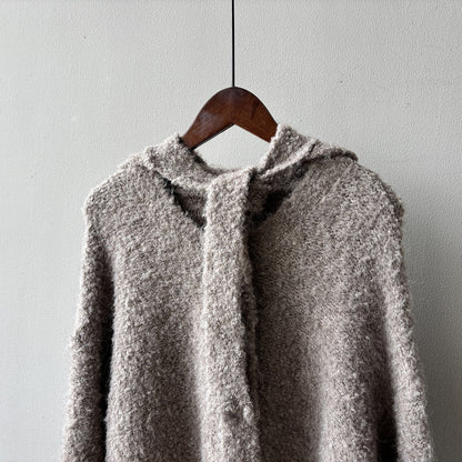 【YK259】實拍冬季慵懒奶呼呼針織毛衣+可拆卸披肩帽子(羊毛12%)251113