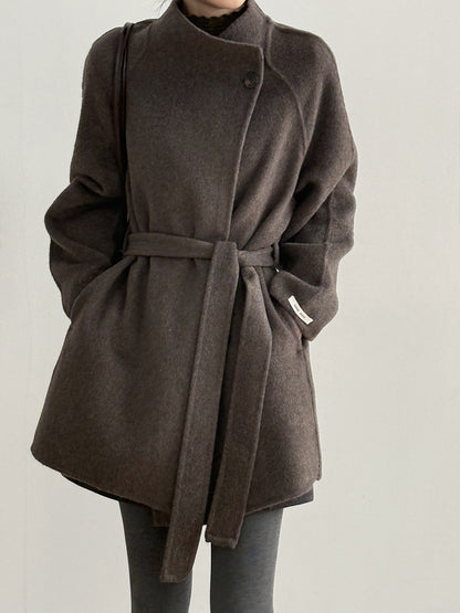 【Y8511】實拍高級感立領羊毛呢大衣外套（棉羊毛52%)251106