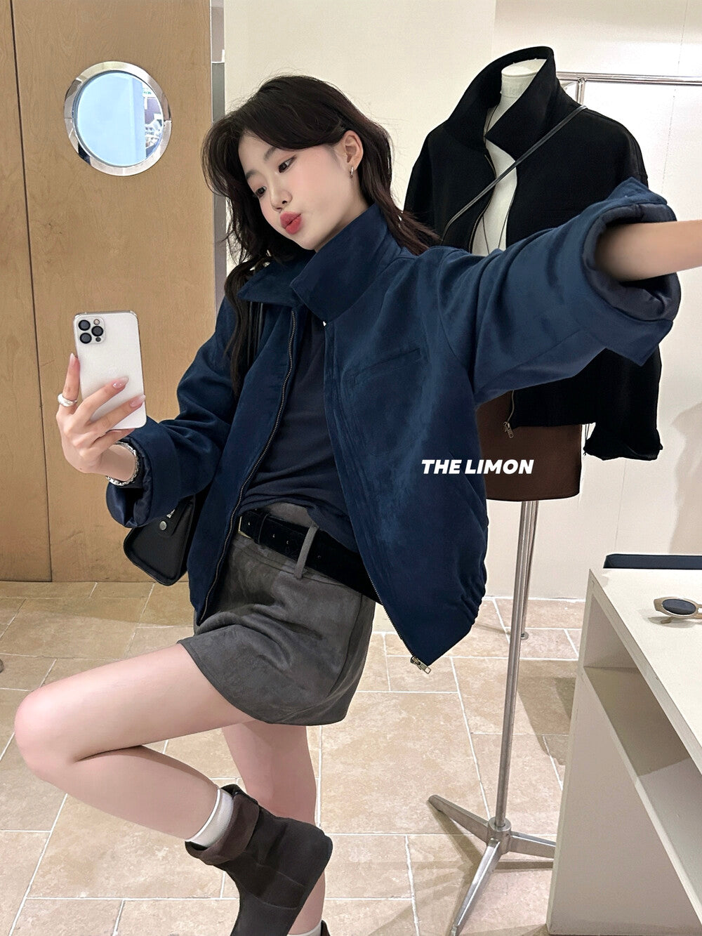 【L9150】實拍檸檬復古寬鬆羊津絨工裝長袖短外套251117