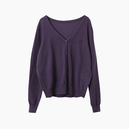 【LD3188】實拍初秋刺繡笑臉氣質針織外套（含羊毛6%)
250922