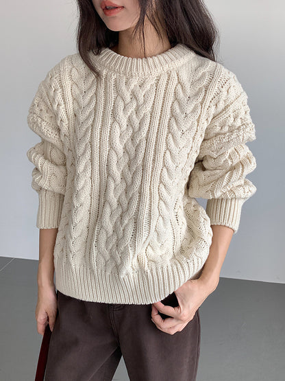 【LD11003】實拍冬季加厚麻花長袖圓領毛衣251110