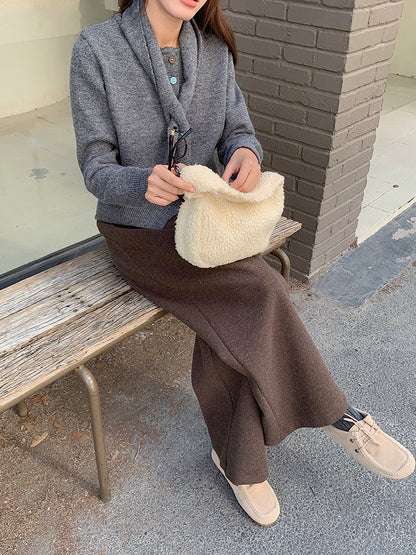 【LD1184】實拍冬裝加厚高腰顯瘦毛呢休閒褲251020