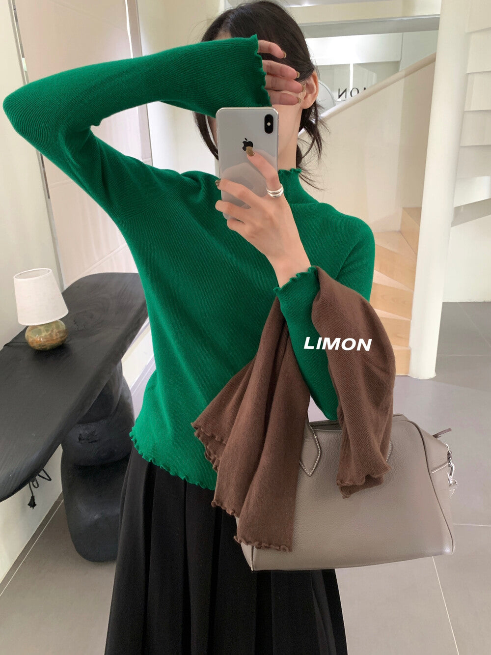 【LDF006】檸檬家親膚絨木耳邊半高領長袖針織衫251117