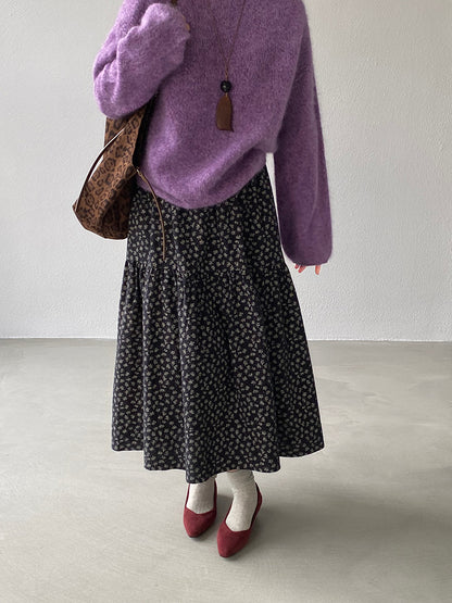 【cimz1729】實拍復古時髦碎花加絨長裙251128