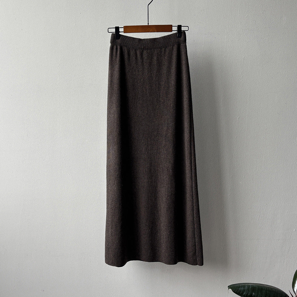 【YP682】 實拍高腰軟糯垂感針織長裙251023