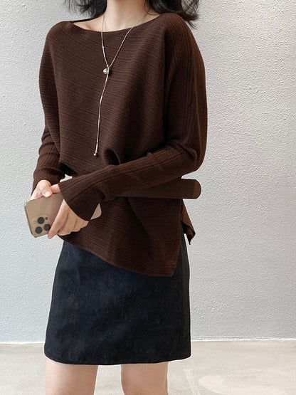 【cim9033】實拍韓系高級感長袖斜肩針織衫＋腰帶251030