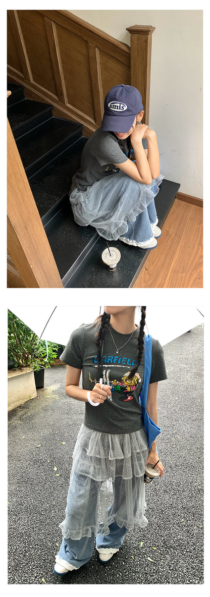 【H5263】實拍韓系氛圍感外穿蕾絲透視蛋糕紗裙250513