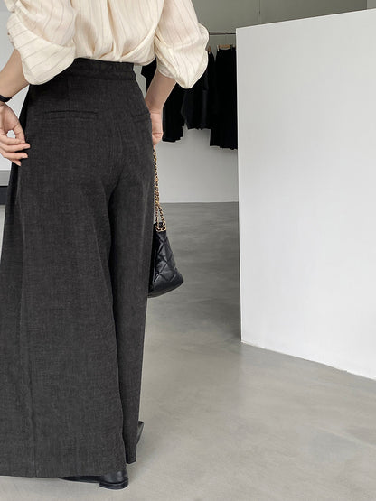 【cimz1619】實拍韓系高級感百搭壓褶垂墜高腰西裝寬褲260311