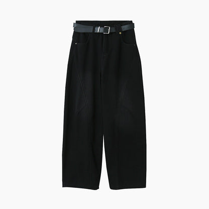 【LD11023】實拍S~XL顯瘦加絨加厚高腰寬鬆彎刀牛仔褲＋腰帶251124