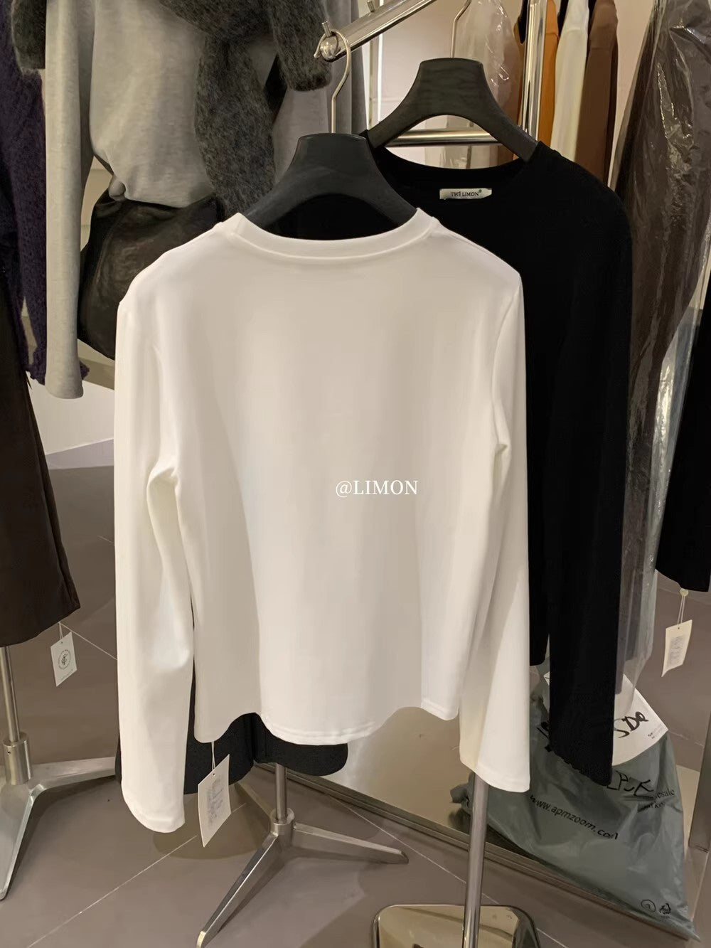 【L9257】實拍檸檬長袖雲朵絨舒適簡約圓領長袖T恤251117