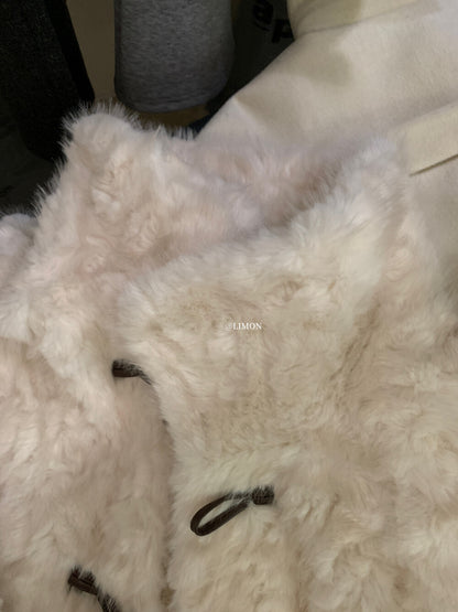 【L1230】實拍檸檬冬季加厚保暖立領牛角扣仿皮草外套251117