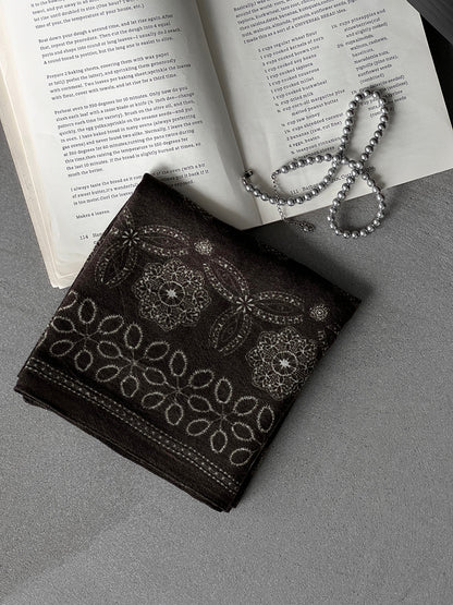 【cim865】實拍黑標100綿羊毛復古山茶花小方巾法式頭巾圍巾 251030