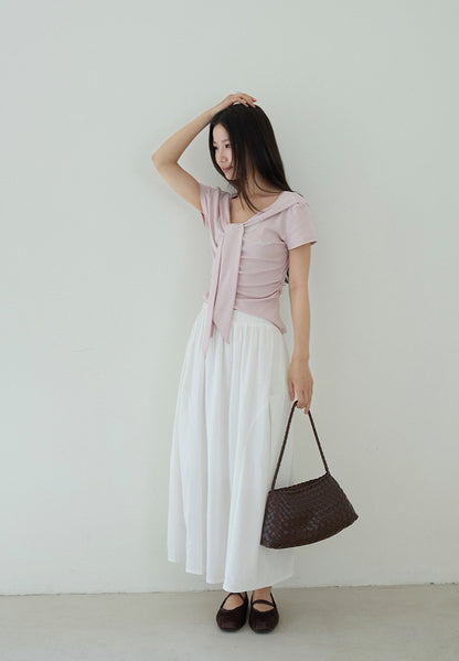 【LD11180】實拍夏季拼接纯色花苞裙260317