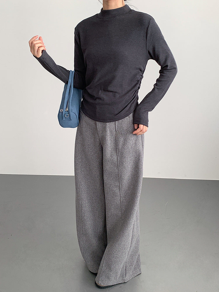 【LD11011】實拍S~XL設計感毛呢西裝闊腿褲251110