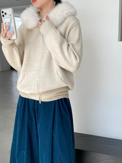 【cimz8321】實拍可拆卸毛領連帽拉鍊毛衣外套251128