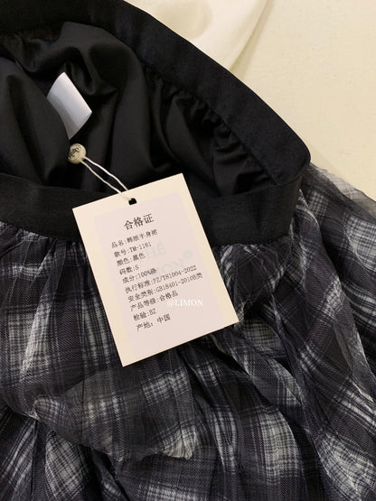 【L1161】實拍檸檬秋季復古格紋不規則A字裙250930