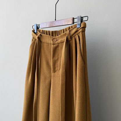 【Y82677】 實拍復古系帶加厚七分闊腿褲251023