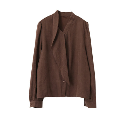 【LD3194】實拍秋冬個性立領飄帶襯衫251110