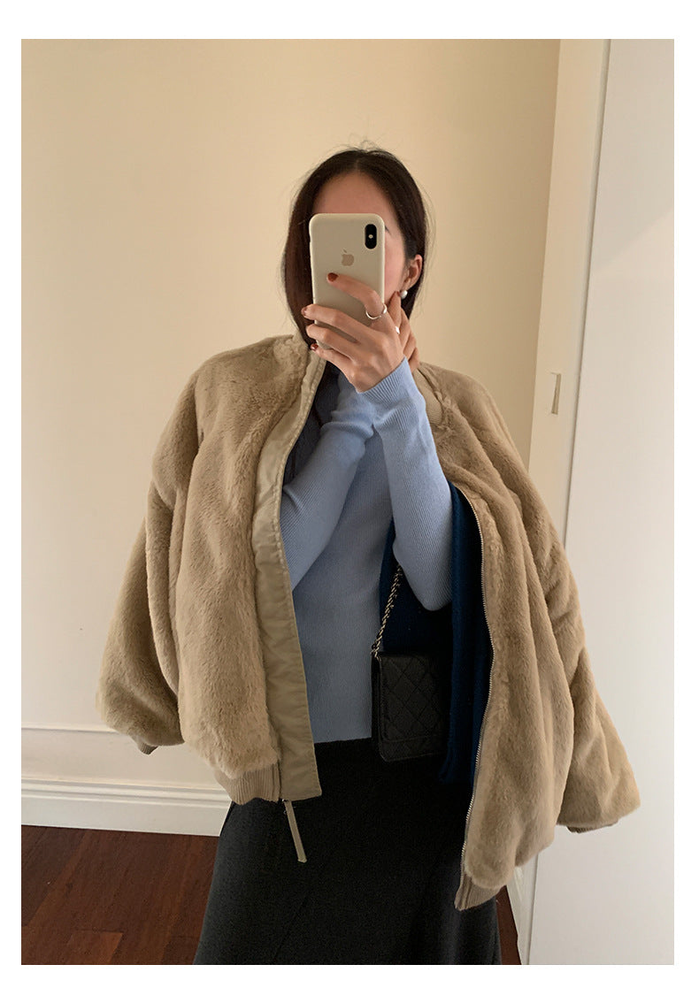 【H5526】實拍兩面穿|絨毛加厚棉服風衣外套251125