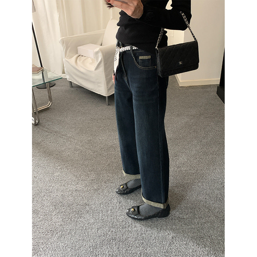 【H5483】實拍S~XL復古加厚水洗直筒牛仔褲251109