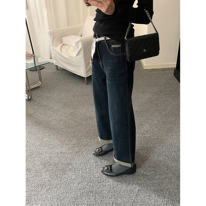 【H5483】實拍S~XL復古加厚水洗直筒牛仔褲251109