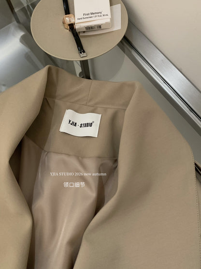 【L9296】復古簡約・翻領風衣外套附腰帶261013