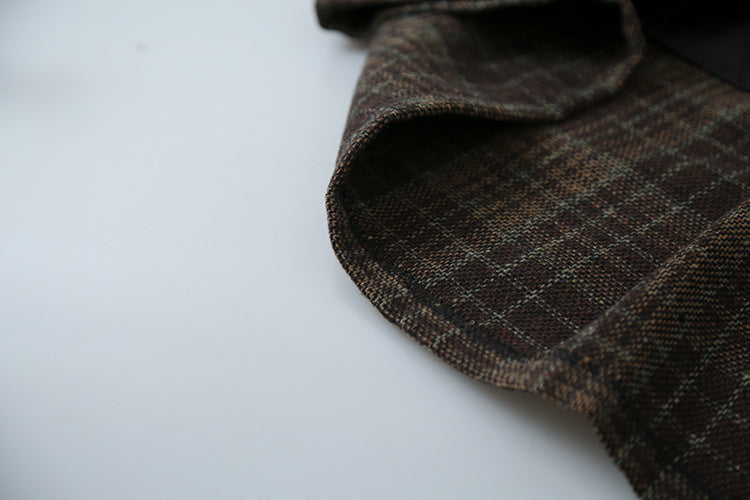 【LD11008】實拍復古毛呢格子高腰a字裙(左右有口袋）251110