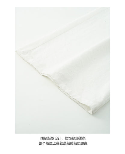 【H5338】實拍韓系絕美小眾氣質天絲上衣＋闊腿褲250624