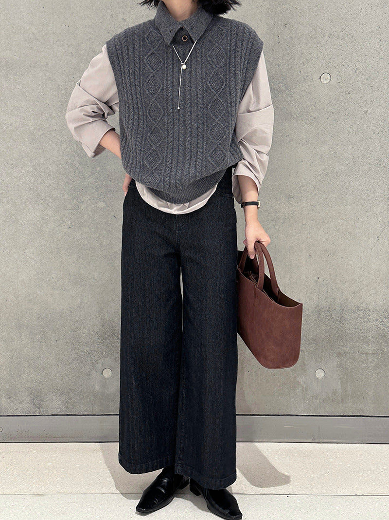 【cim6121】實拍超顯瘦顯腿直彈性九分黑色牛仔褲251030