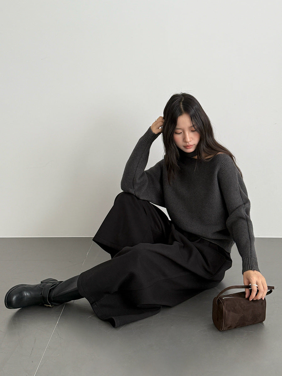 【LD11035】實拍S~L韓版寬鬆高腰毛呢加絨加厚九分褲251124