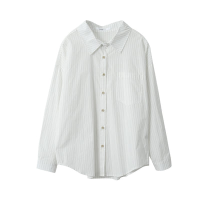 【LD003】實拍中性棉100氣質寬鬆條紋襯衫251103