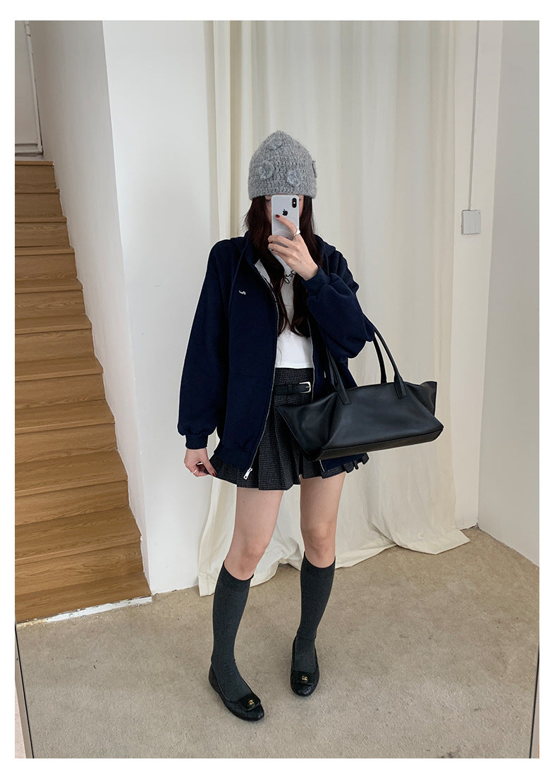 【H5492】實拍S~XL復古學院風磨毛百褶a字裙（內有安全褲）251109