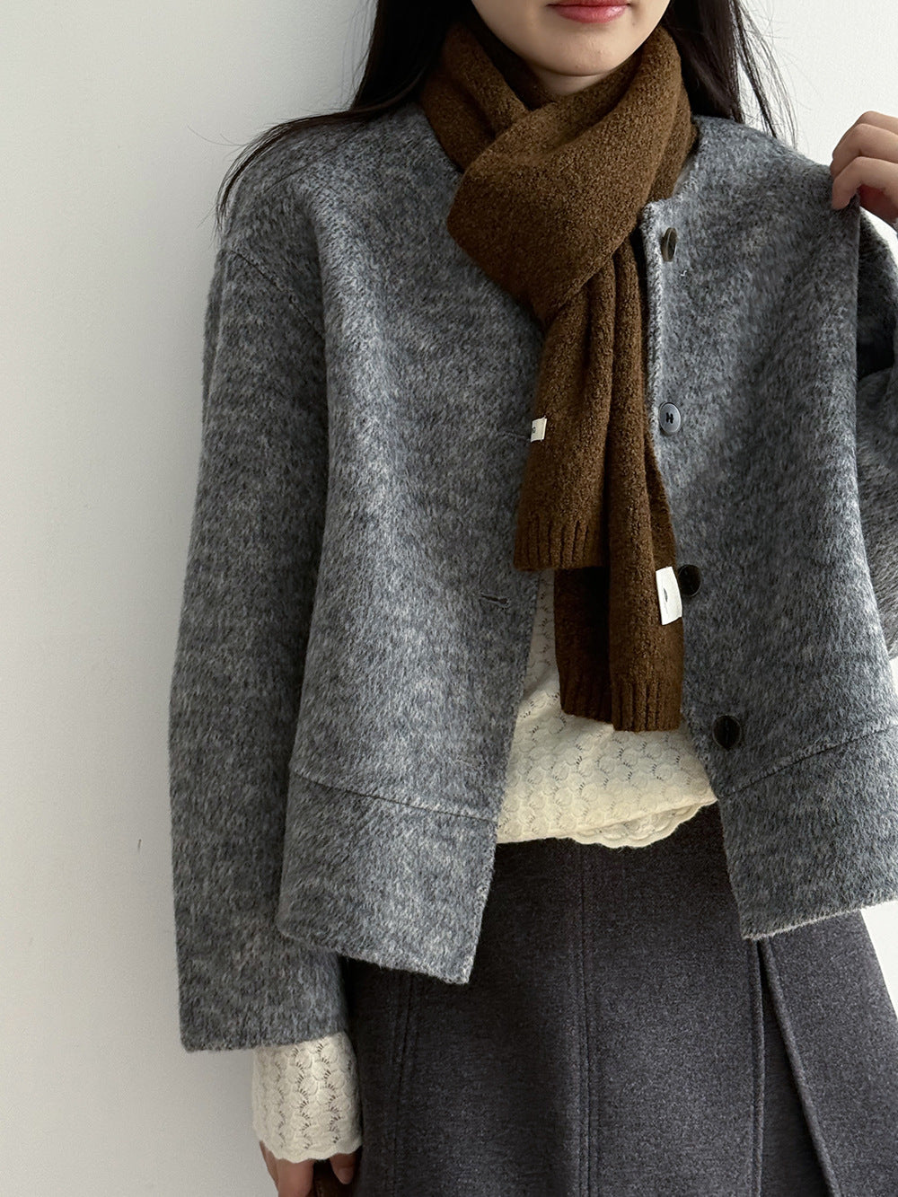 【Y8522】實拍高單氣質簡約綿羊毛呢外套（棉羊毛52%)251106