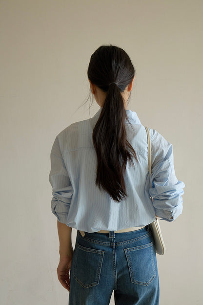 【LD003】實拍中性棉100氣質寬鬆條紋襯衫251103