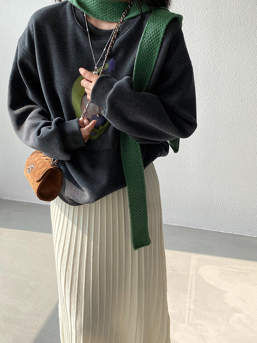 【cimz6389】實拍加絨加厚酪梨女孩長袖衞衣251120