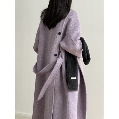【Y25527】實拍高單質感雙面羊毛呢立領大衣（棉羊毛68%)251106