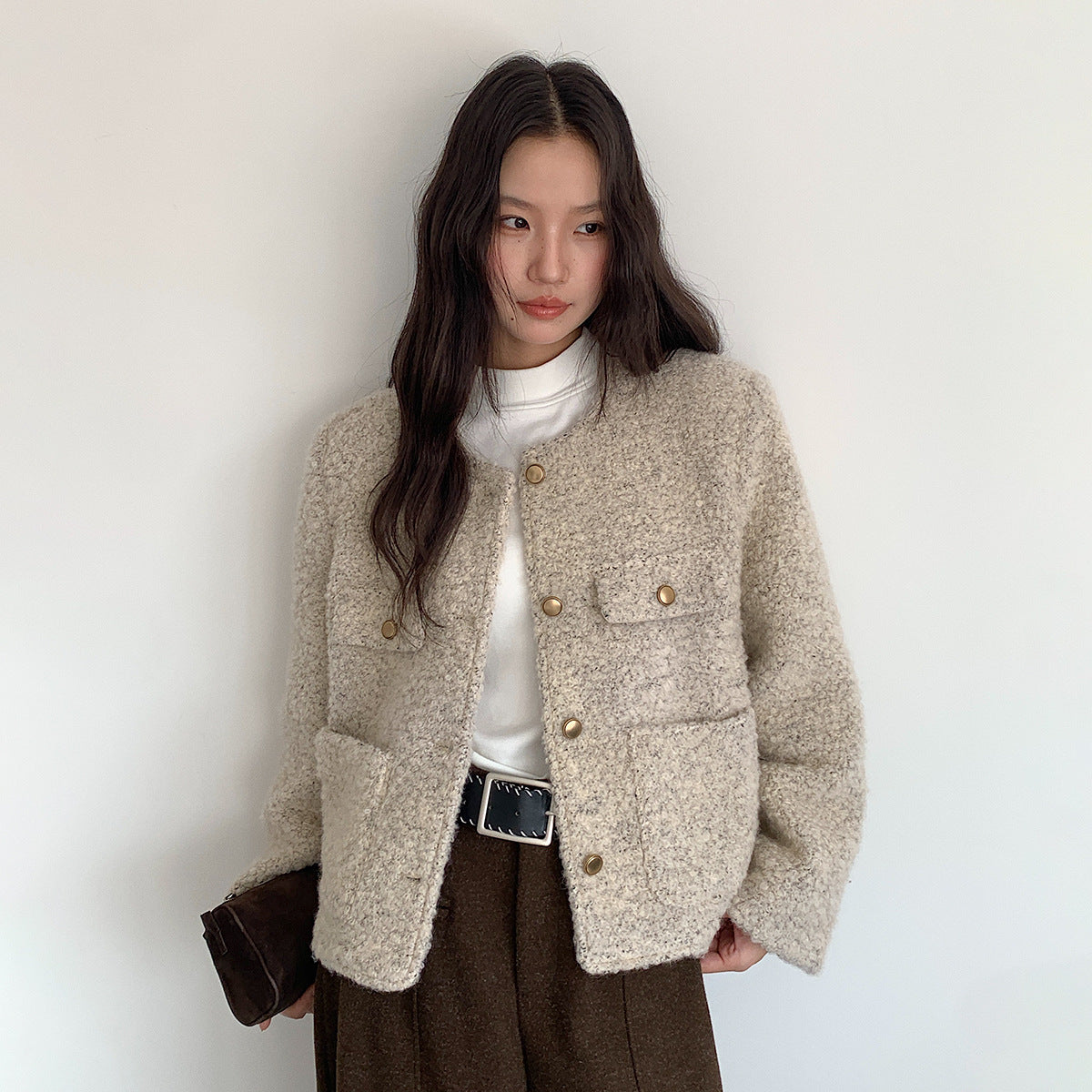 【LD9507】實拍高級感小香風粗花呢子外套251110