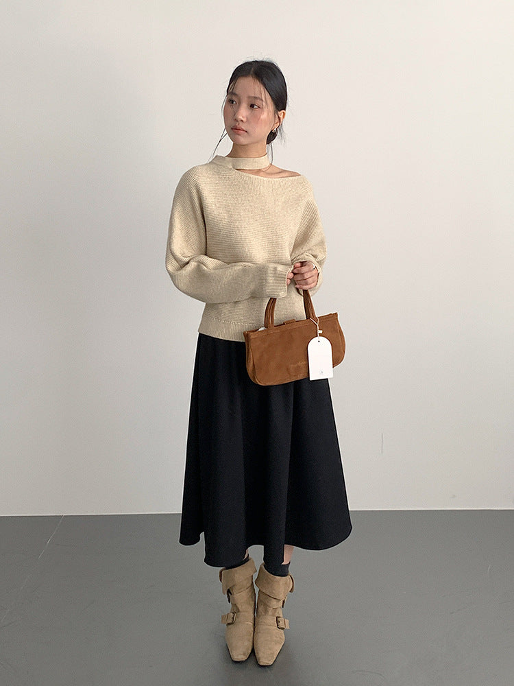 【LD11034】實拍毛呢超顯瘦保暖高腰大裙擺a字裙251124