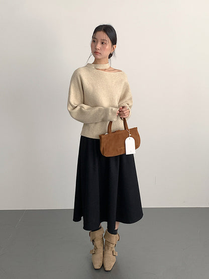 【LD11034】實拍毛呢超顯瘦保暖高腰大裙擺a字裙251124