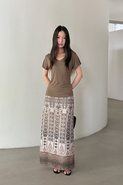 【LD11369】度假出遊必備高質感！小眾印染/印花顯瘦高腰長裙260630