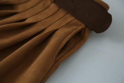 【LD11016】實拍冬季復古麂皮絨A字裙251110