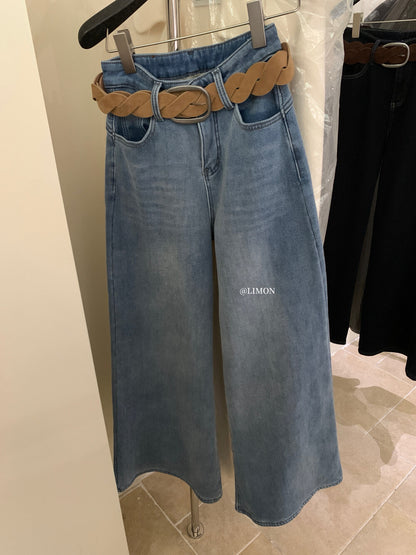 【L2651】實拍檸檬秋冬復古加厚顯瘦直筒微喇牛仔褲＋腰帶251117