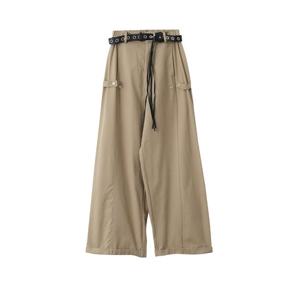 【L3121】實拍美式工裝闊腿休閒褲+朋克風腰帶250825