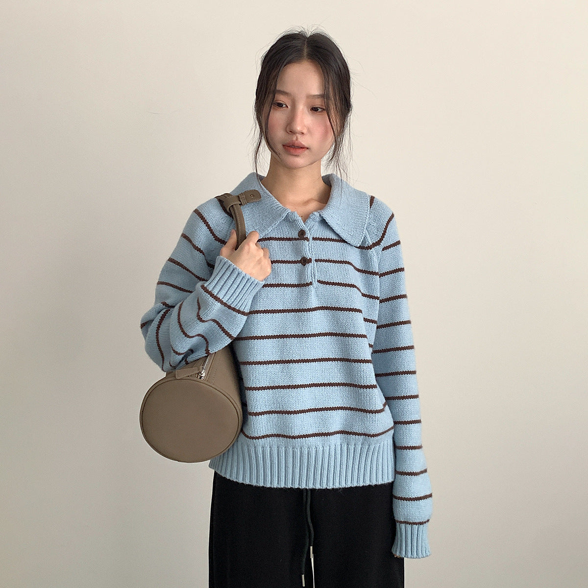 【LD11063】實拍復古條紋加厚棉羊絨針織毛衣251209