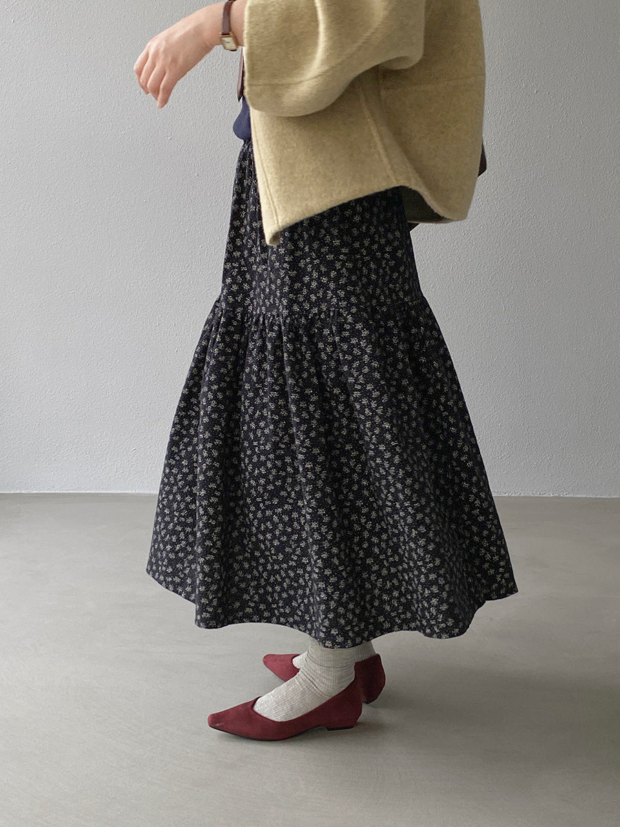 【cimz1729】實拍復古時髦碎花加絨長裙251128