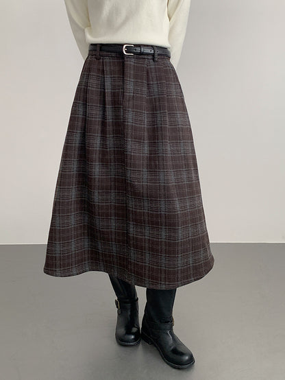 【LD11071】實拍氣質復古格紋毛呢a字裙251209