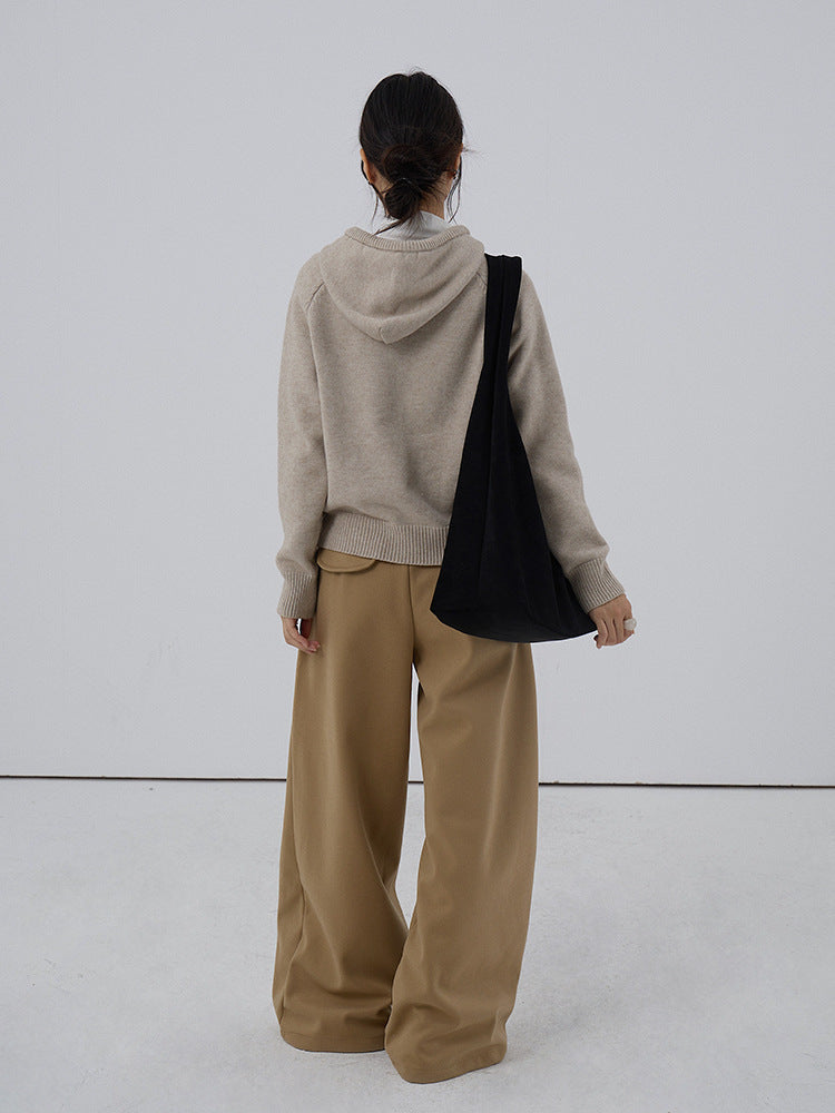 【LD3280】實拍慵懶小個子抽繩連帽針織毛衣251103