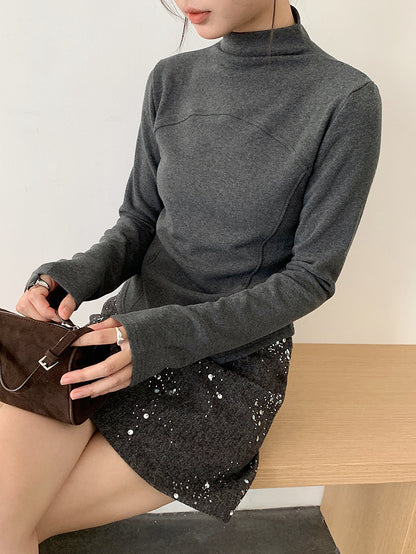 【LD11041】實拍羊绒簡約高領長袖T恤251202