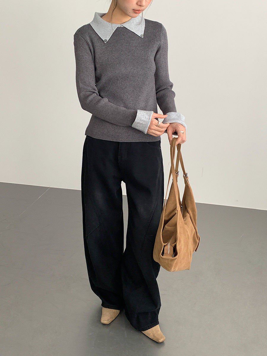 【LD11023】實拍S~XL顯瘦加絨加厚高腰寬鬆彎刀牛仔褲＋腰帶251124