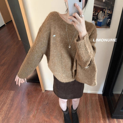 【L6873】實拍檸檬秋冬簡約軟糯保暖毛衣+針織手拎包251117